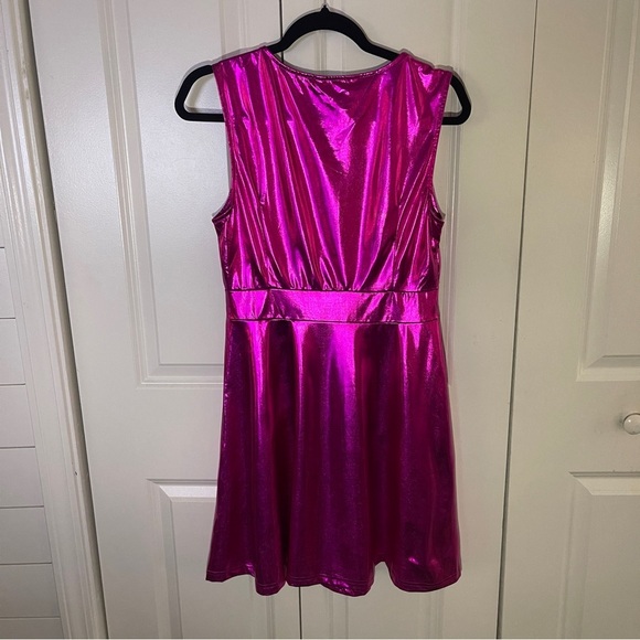 Allegra K Women's Shiny Pink Mini Dress - Picture 4 of 8